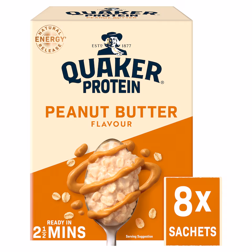 Quaker High Protein Peanut Butter Porridge Sachets Oat So Simple 8x43g