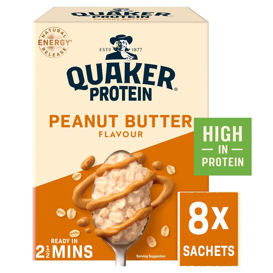 Quaker High Protein Peanut Butter Porridge Sachets Oat So Simple 8x43g