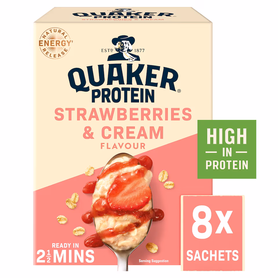 Quaker Protein Porridge Sachets - Strawberries & Cream 8x42g
