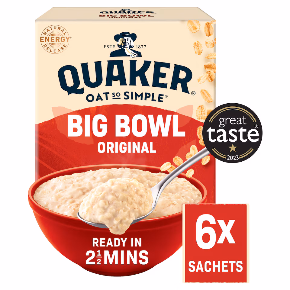 Quaker Oat So Simple Big Bowl Original Porridge Sachets 6x38.5g