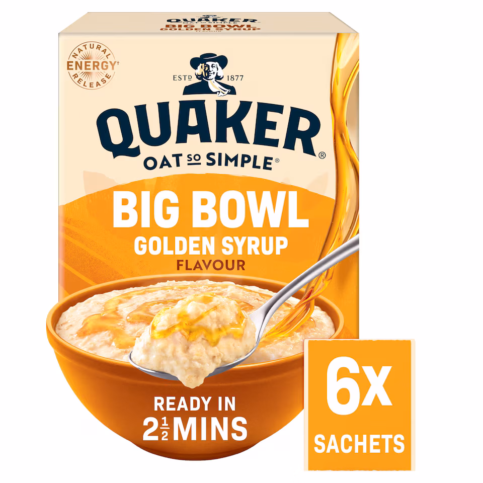 Quaker Big Bowl Golden Syrup Porridge Sachets 6x49.6g