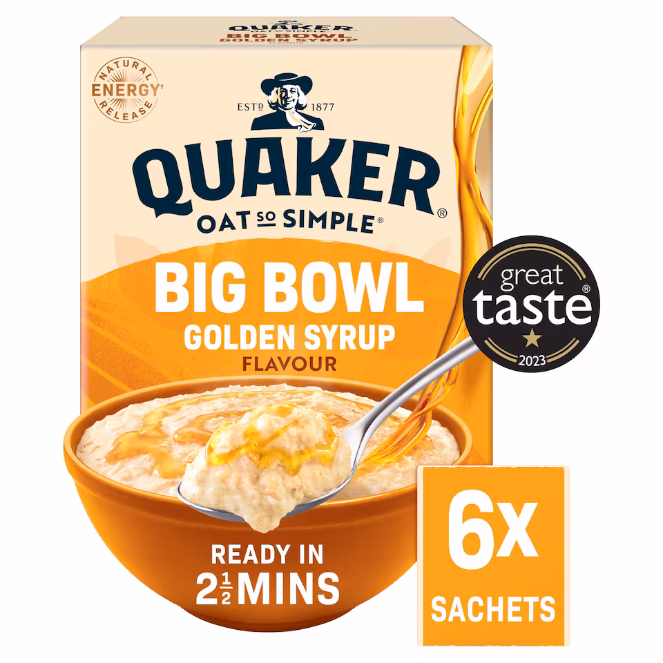 Quaker Big Bowl Golden Syrup Porridge Sachets 6x49.6g