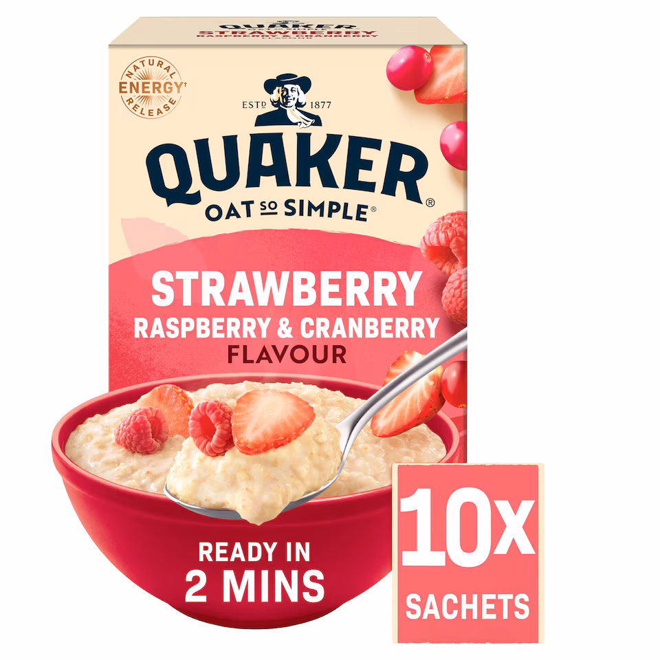 Quaker Oat So Simple Strawberry, Raspberry & Cranberry Porridge Sachets 10x33.9g