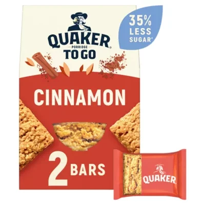 Quaker Porridge To Go Cinnamon Breakfast Bars 2x55g