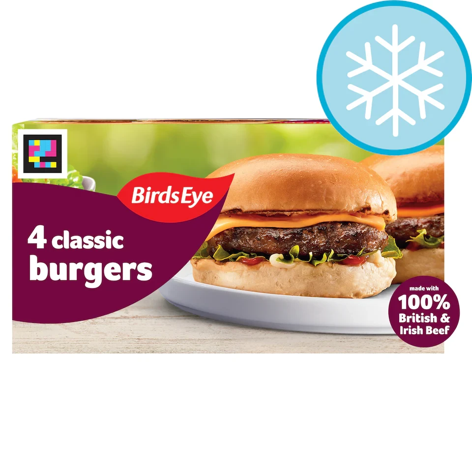 Birds Eye Classic 4 Beef Burgers with Onion 227g