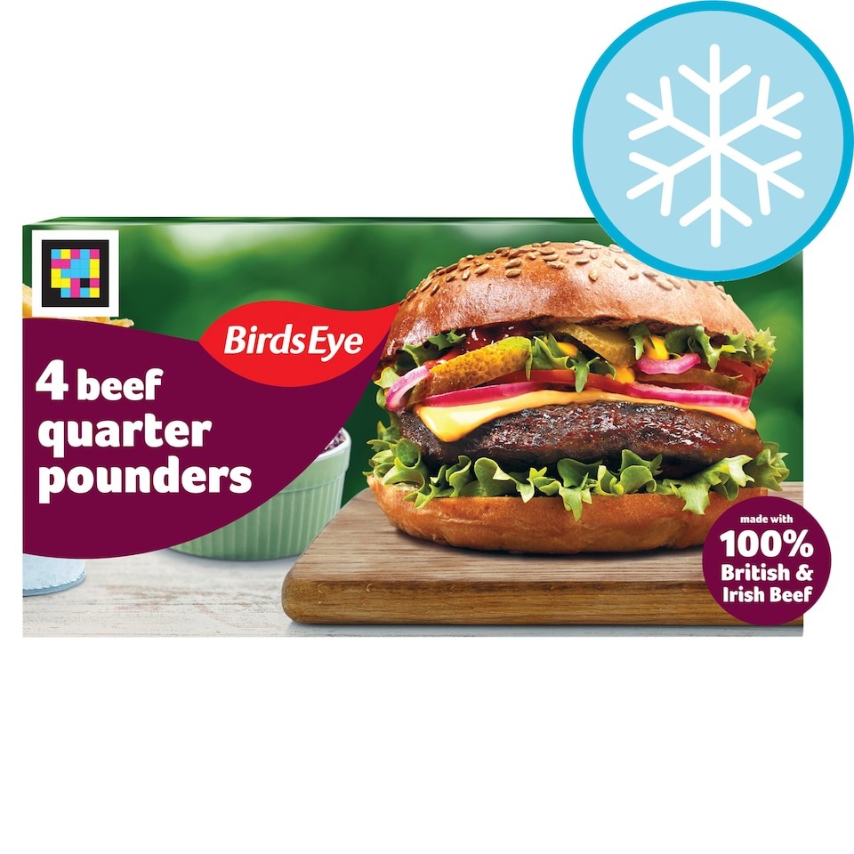 Birds Eye Classic 4 Beef Quarter Pounders with Onion 454g
