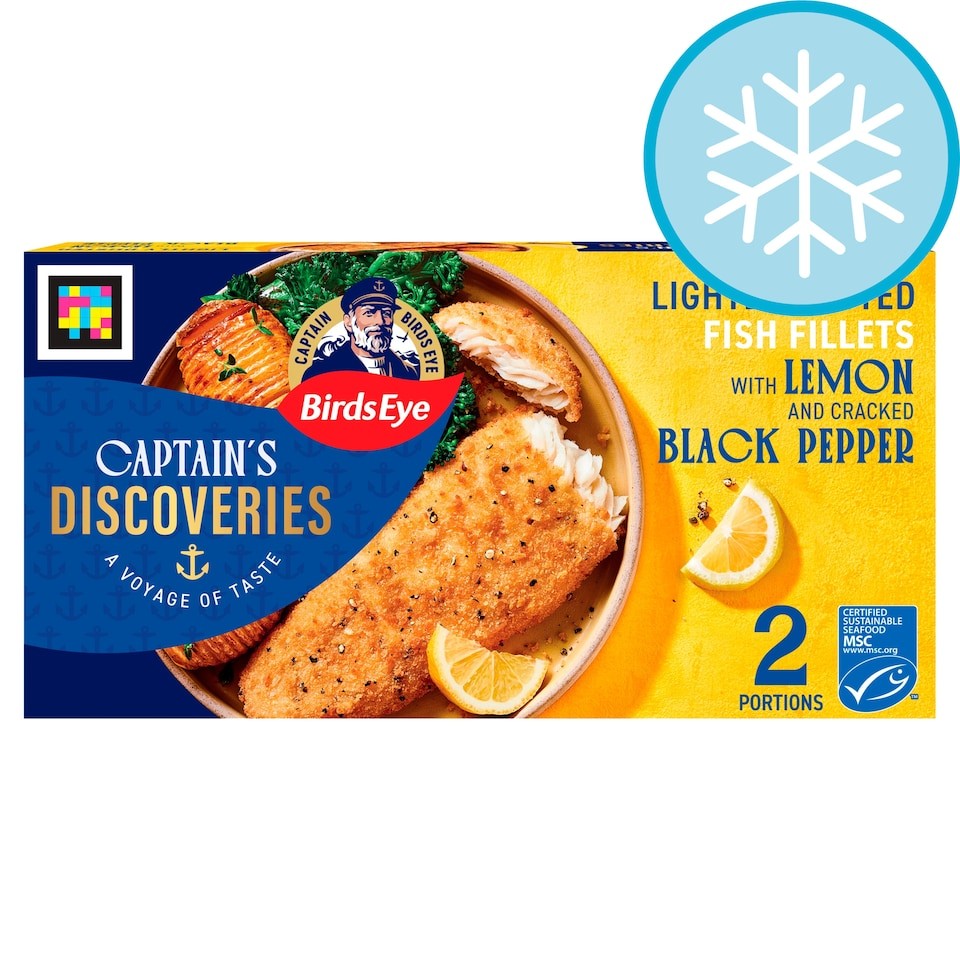 Birds Eye Captain's Discoveries 2 Lightly Dusted Fish Fillets with Lemon & Cracked Black Pepper 280g