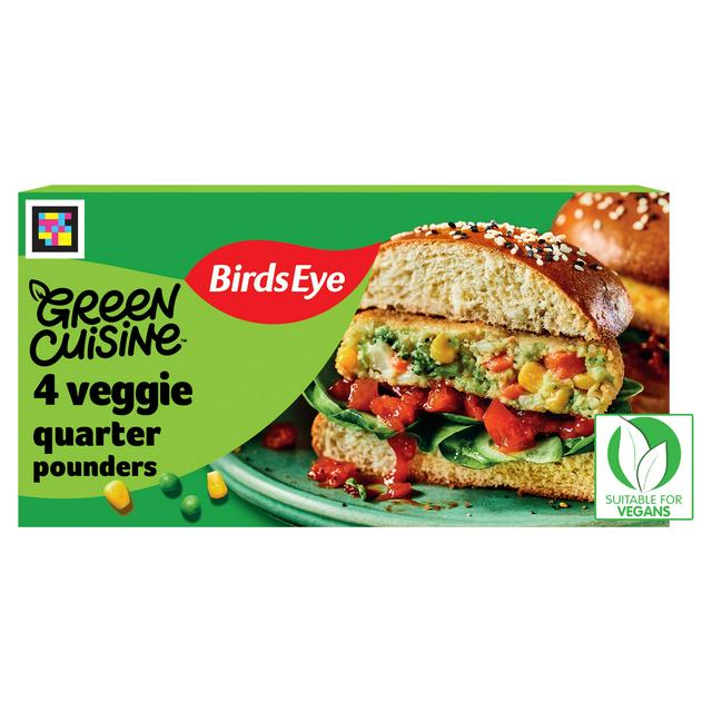 Birds Eye Green Cuisine Vegetarian Veggie Quarter Pounder Burgers x4 454g