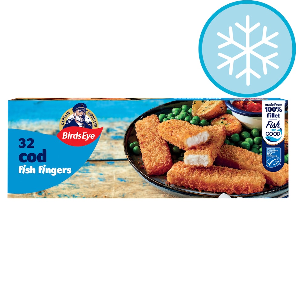 Birds Eye 32 Breaded Cod Fish Fingers 896g