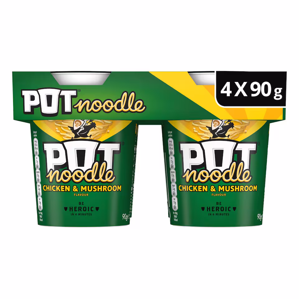 Pot Noodle Chicken & Mushroom Instant Noodles Multipack 4x90g