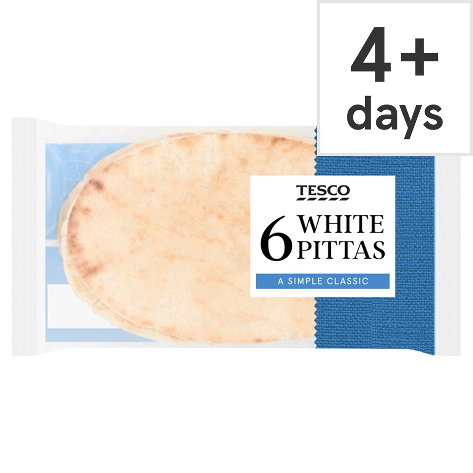 Tesco White Plain Pitta Bread 6 Pack