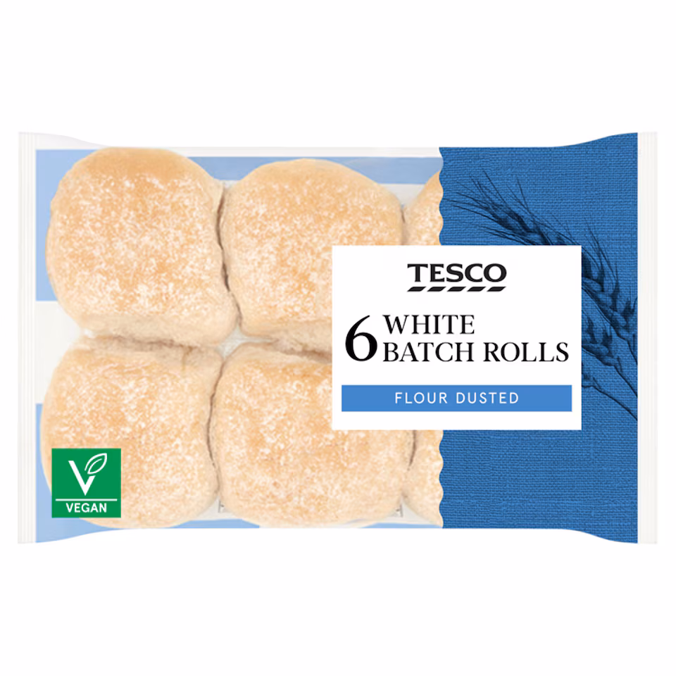 Tesco White Batch Rolls 6 Pack