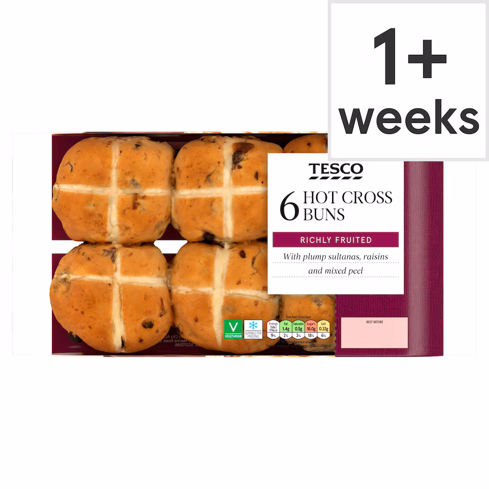 Tesco Hot Cross Buns 6 pack