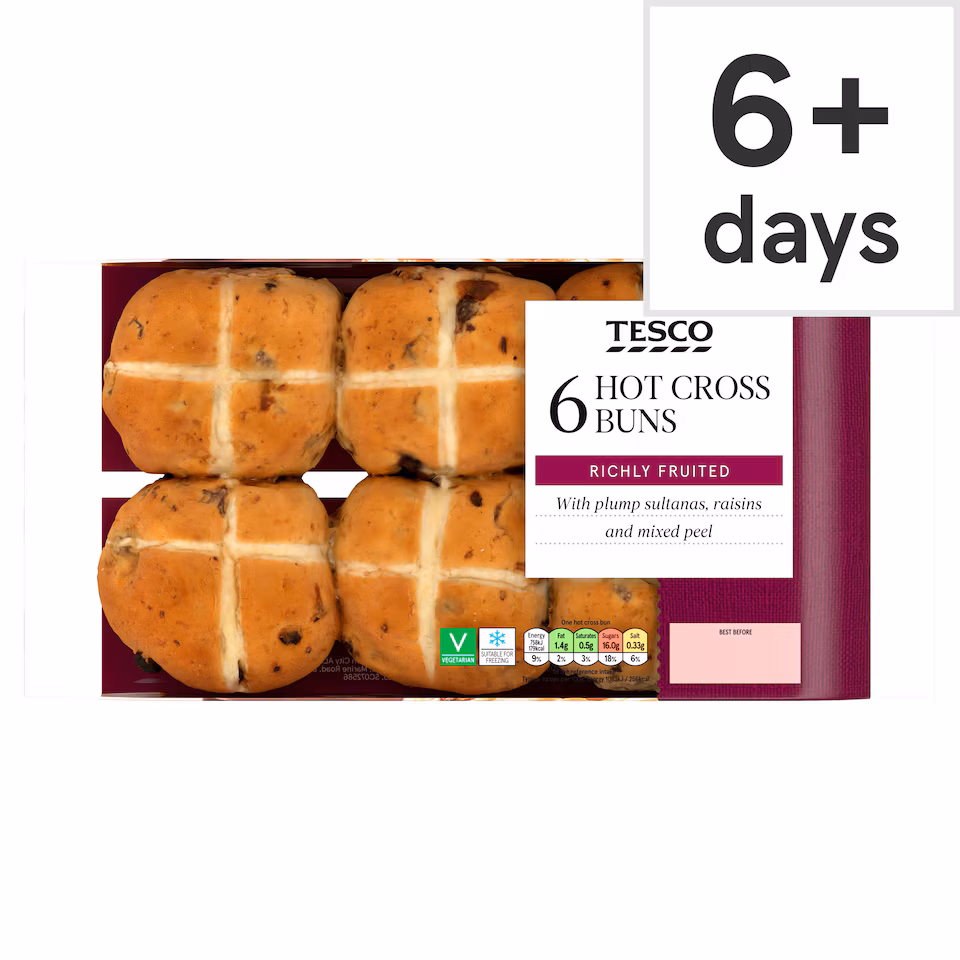Tesco Hot Cross Buns 6 pack