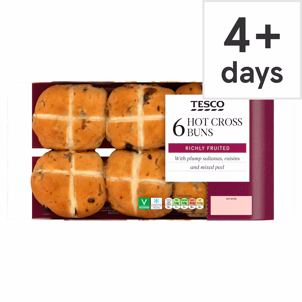 Tesco Hot Cross Buns 6 pack