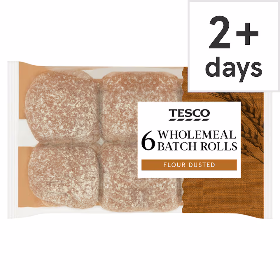 Tesco Wholemeal Batch Rolls 6 Pack