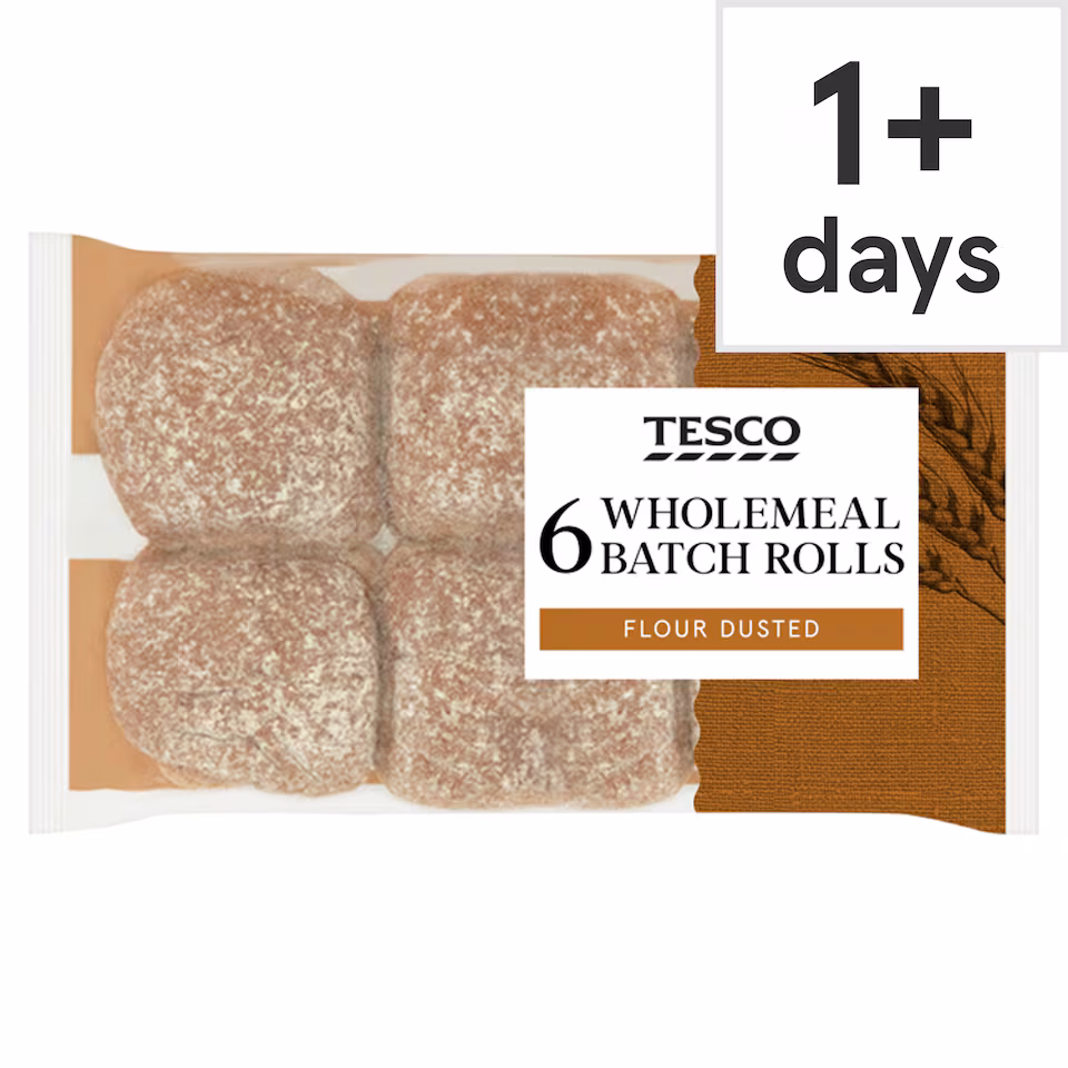 Tesco Wholemeal Batch Rolls 6 Pack