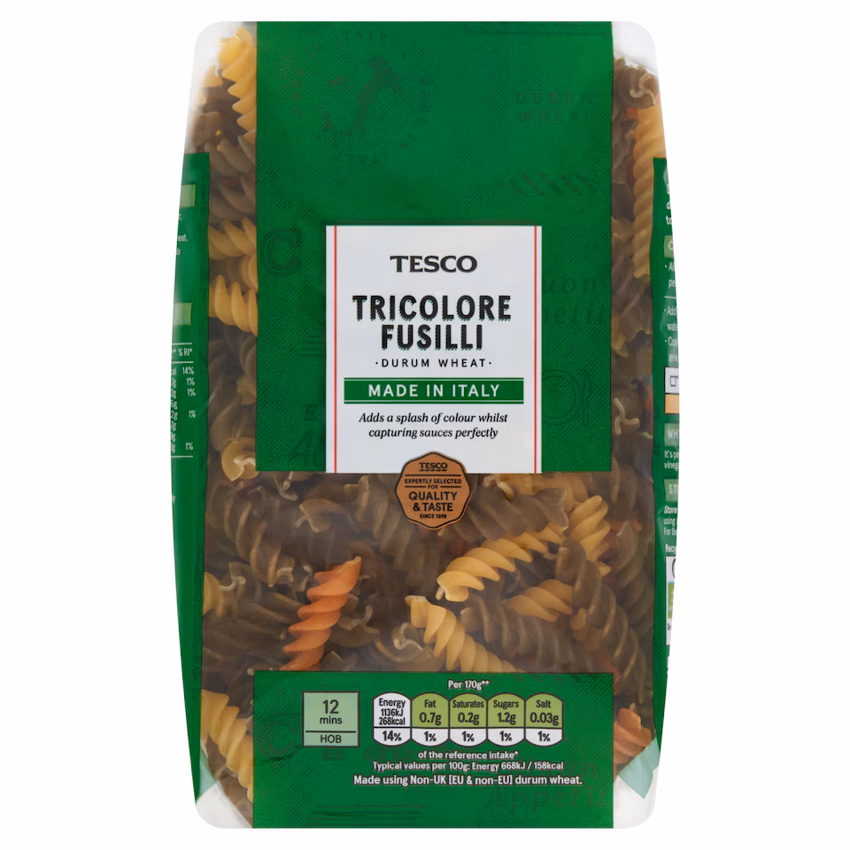 Tesco Tricolore Fusilli Pasta Twists 500G