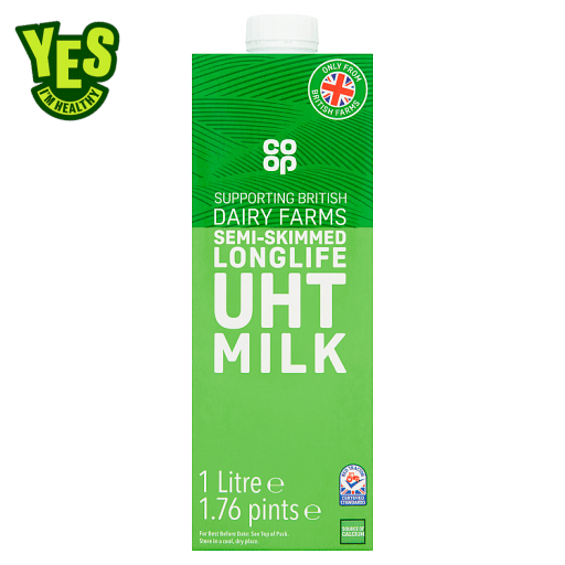 Co-op Semi-Skimmed Longlife UHT Milk 1.76 Pints/1 Litre