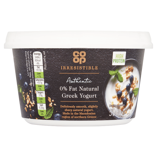 Co-op Irresistible Authentic 0% Fat Natural Greek Yogurt 500g