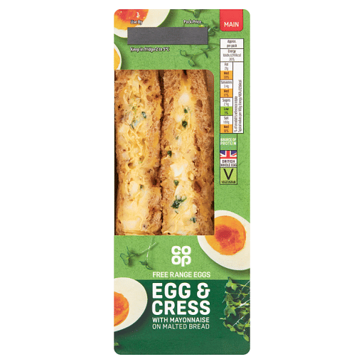 Co-op Egg & Cress with Mayonnaise on Malted Bread