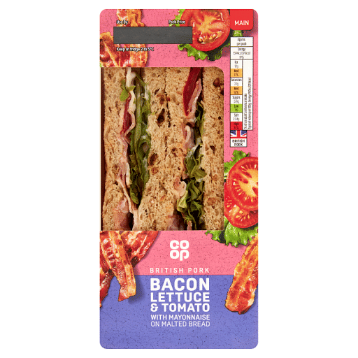 Co-op Bacon Lettuce u0026 Tomato with Mayonnaise on Malted Bread