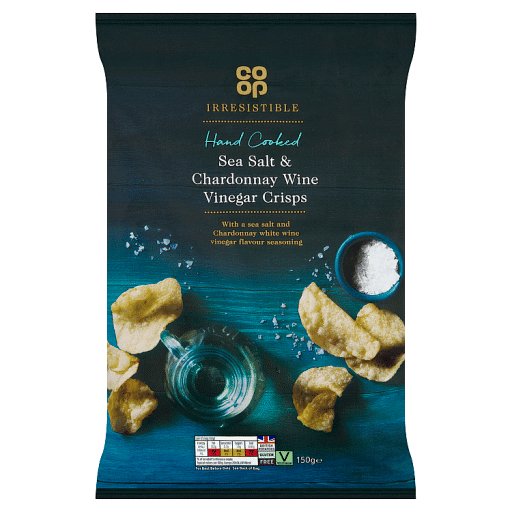 Co-op Irresistible Hand Cooked Sea Salt & Chardonnay Wine Vinegar Crisps 150g