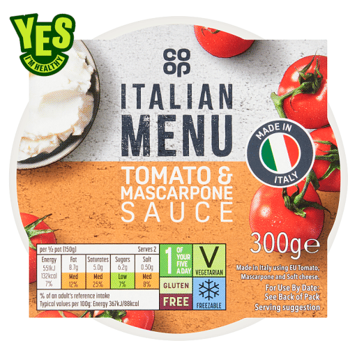 Co-op Italian Menu Tomato and Mascarpone Sauce 300g