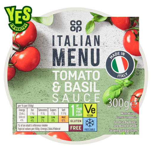 Co-op Italian Menu Tomato & Basil Sauce 300g