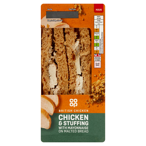 Co-op Chicken & Stuffing with Mayonnaise on Malted Bread