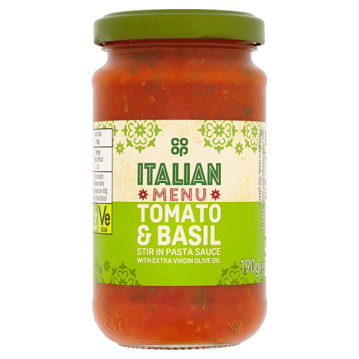 Co-op Italian Tomato u0026 Basil Stir in Pasta Sauce 190g