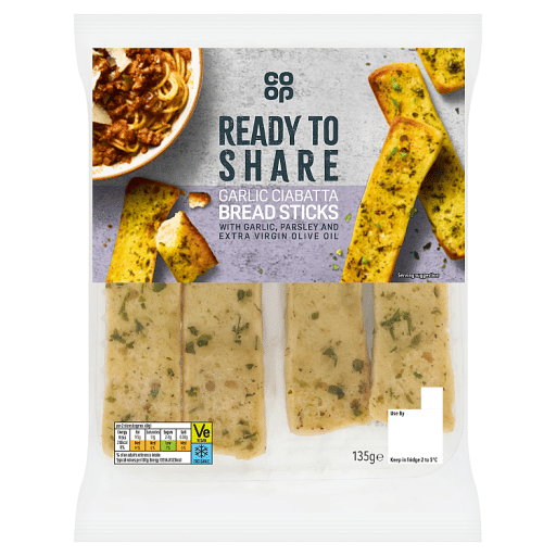 Co-op Garlic Ciabatta Bread Sticks 135g