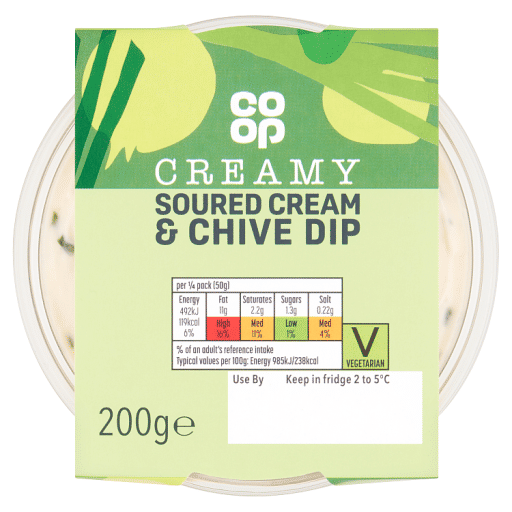 Co-op Creamy Soured Cream u0026 Chive Dip 200g