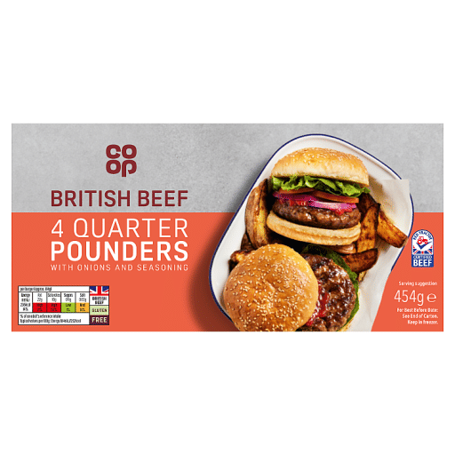 Co-op 4 British Beef Quarter Pounders 454g