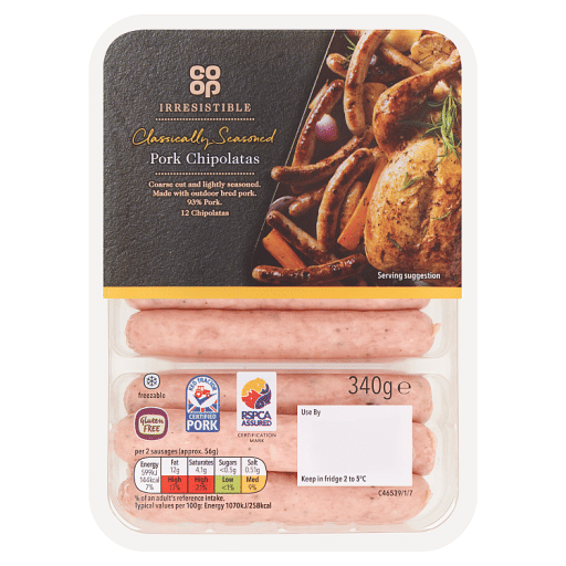 Co-op Irresistible 12 Pork Chipolatas 340g