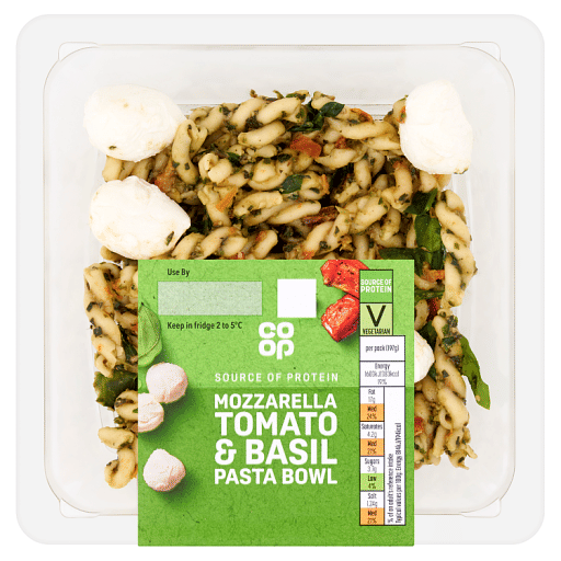 Co-op Mozzarella Tomato u0026 Basil Pasta Bowl 197g