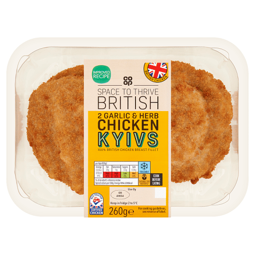 Co-op 2 Space to Thrive British Garlic & Herb Chicken Kyivs 260g