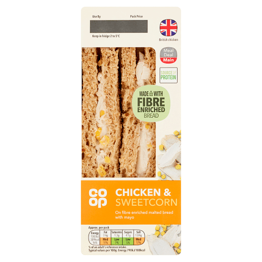 Co-op Chicken & Sweetcorn with Mayonnaise on Malted Bread