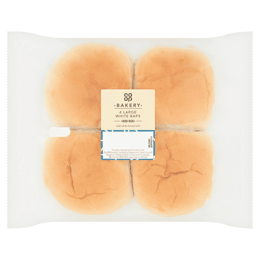 Co-op Bakery 4 Large White Baps