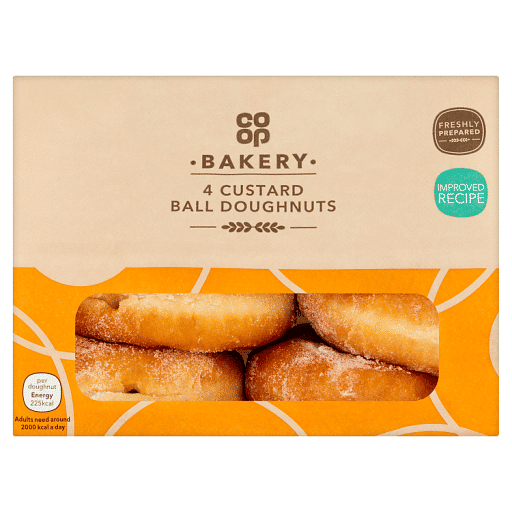 Co-op 4 Custard Ball Doughnuts