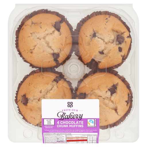Co-op Bakery 4 Chocolate Chunk Muffins
