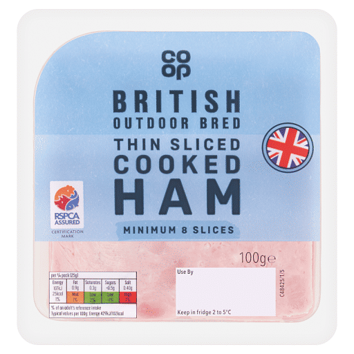 Co-op British Outdoor Bred Thin Sliced Cooked Ham 100g
