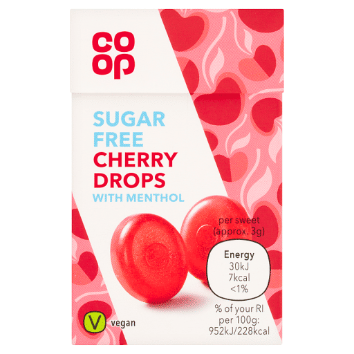 Co-op Sugar Free Cherry Drops with Menthol 42g