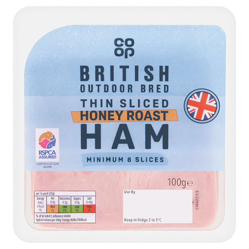 Co-op British Outdoor Bred Thin Sliced Honey Roast Ham 100g