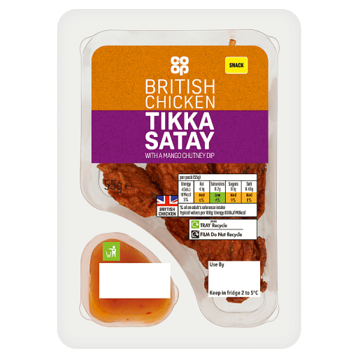 Co-op British Chicken Tikka Satay with a Mango Chutney Dip 55g