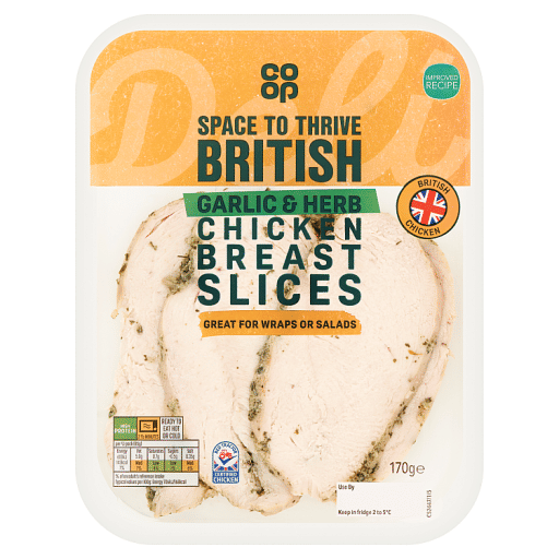 Co-op Space to Thrive British Garlic and Herb Chicken Breast Slices 170g