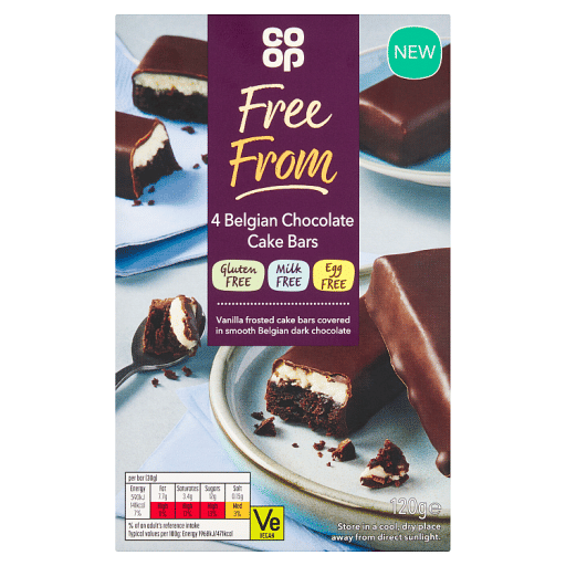 Co-op Free From 4 Belgian Chocolate Cake Bars 120g