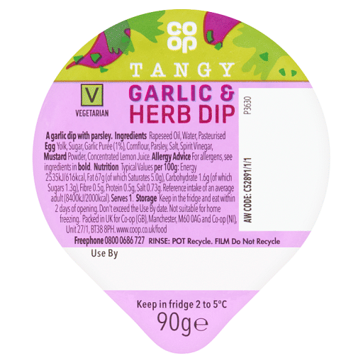 Co-op Tangy Garlic u0026 Herb Dip 90g