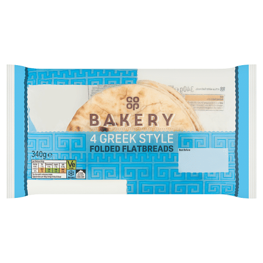 Co-op Bakery 4 Greek Style Folded Flatbreads 340g