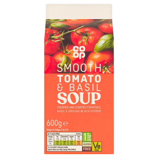 Co-op Smooth Tomato u0026 Basil Soup 600g